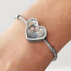 Special Date Photo Heart Charm Bracelet