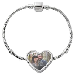 Special Date Photo Heart Charm Bracelet