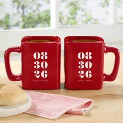 Special Date Red Square Mug Set