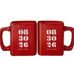 Special Date Red Square Mug Set