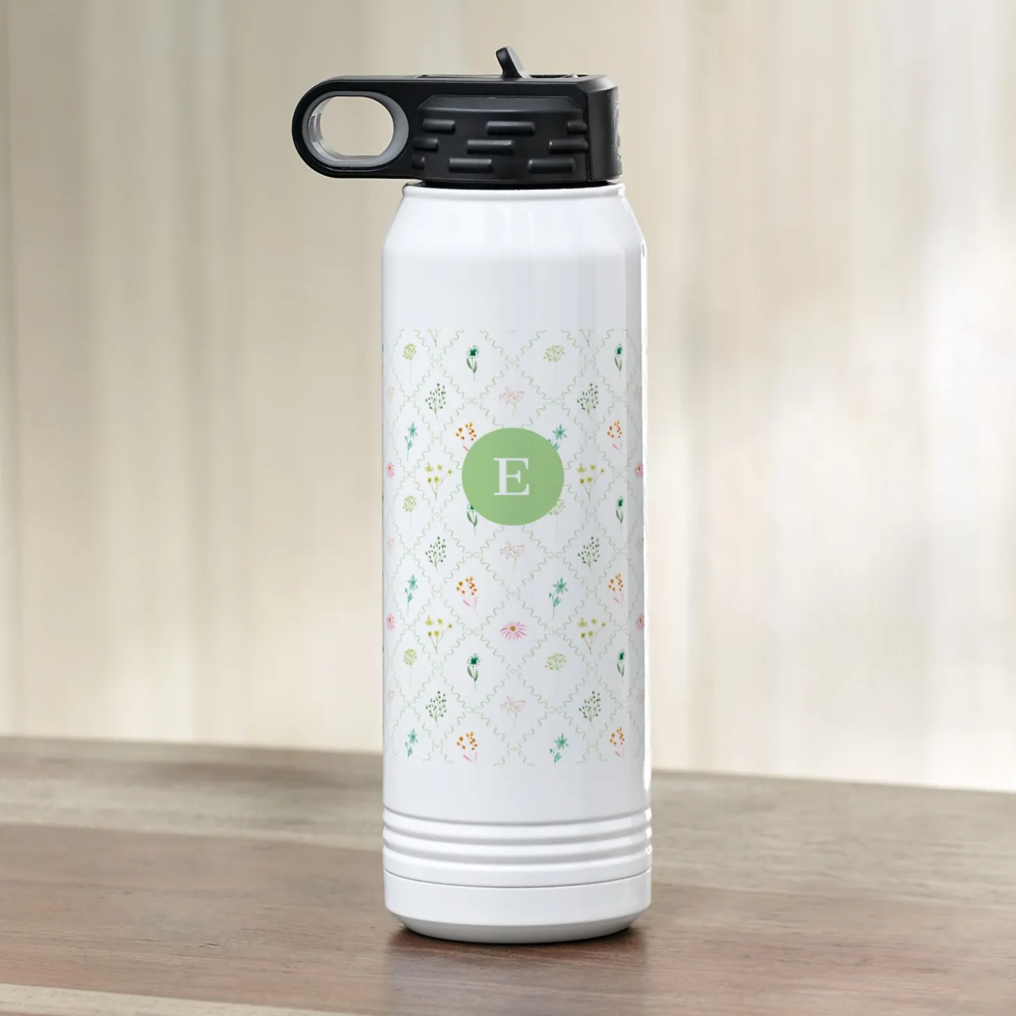 Spring Trellis Initial Water Bottle