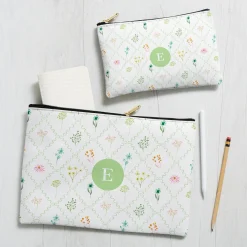 Spring Trellis Initial Zipper Pouch