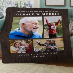 Stamped On Wood Memorial Photo Plush Blanket
