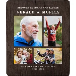 Stamped On Wood Memorial Photo Plush Blanket