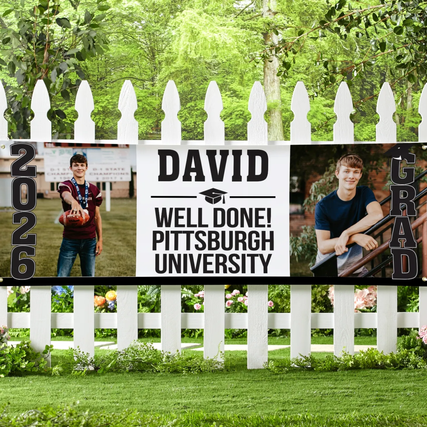 Stand Tall School Colors Graduation Photo Banner