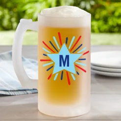 Star Initial Frosted Beer Mug