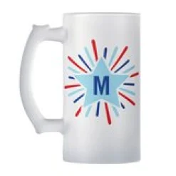 Star Initial Frosted Beer Mug