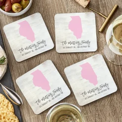 State Of Mind Coordinates Wood Coasters