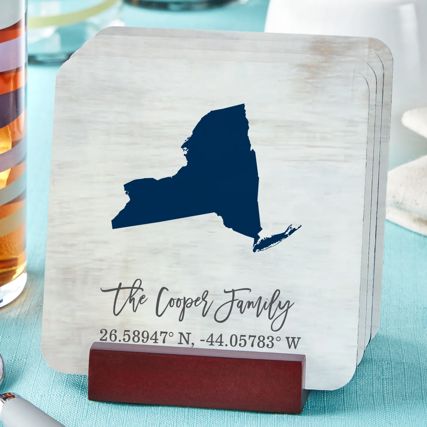 State Of Mind Coordinates Wood Coasters