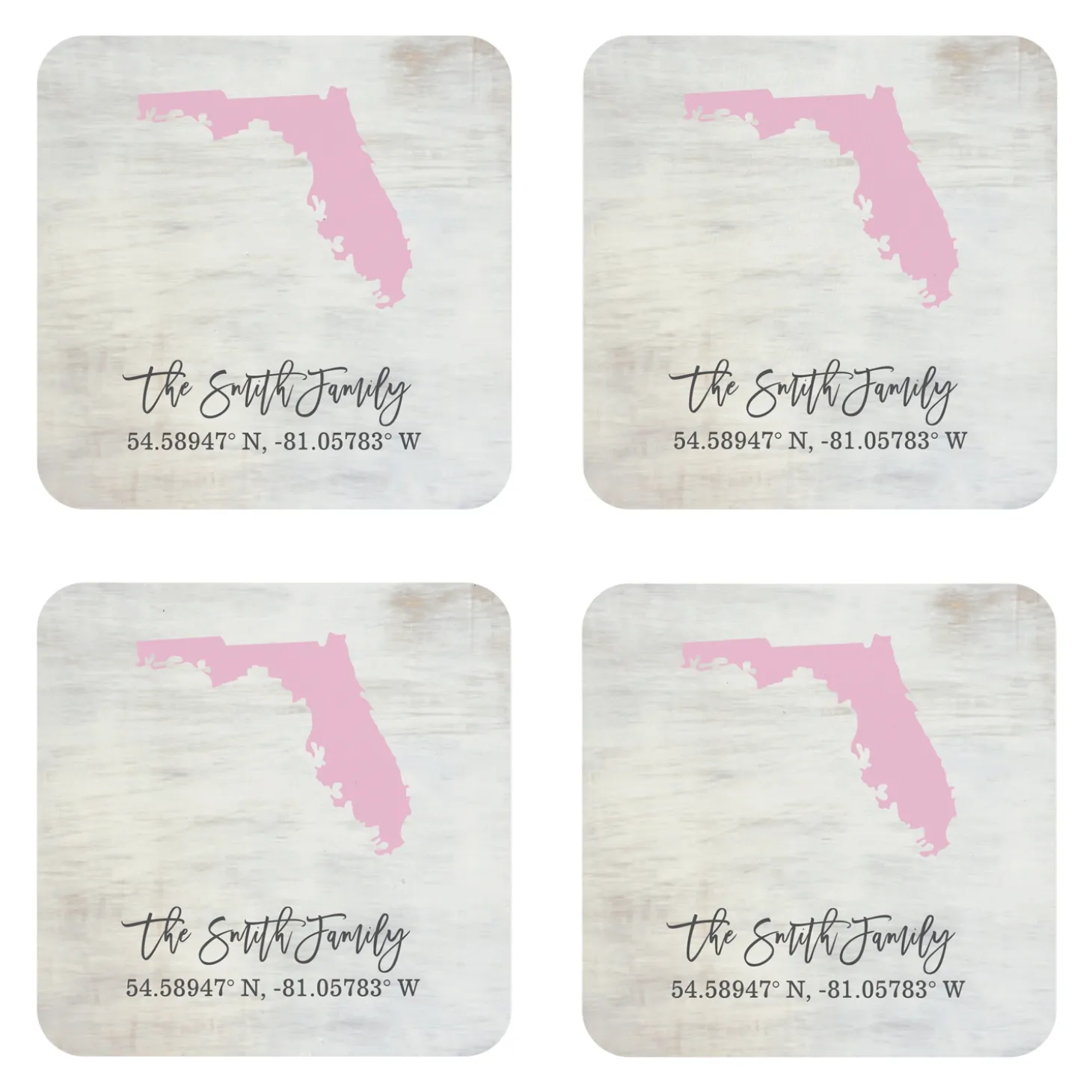 State Of Mind Coordinates Wood Coasters
