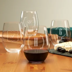 Stemless Wine Glasses - Monogram