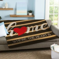 Striped Heart Home Plush Blanket