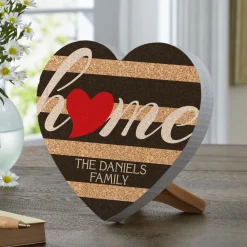 Striped Heart Home Wood Heart