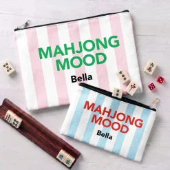 Striped Mahjong Mood Zipper Pouch