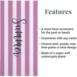 Striped Name Beach Towel