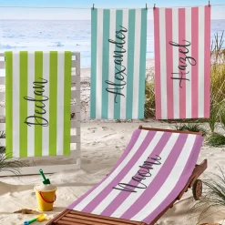 Striped Name Beach Towel