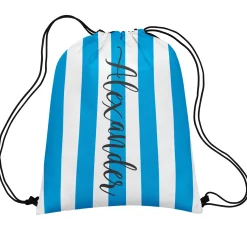 Striped Name Drawstring Bag