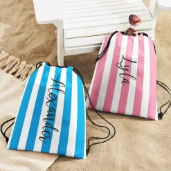 Striped Name Drawstring Bag