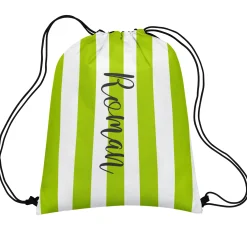 Striped Name Drawstring Bag