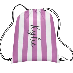 Striped Name Drawstring Bag