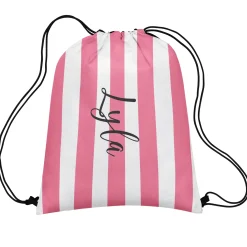 Striped Name Drawstring Bag