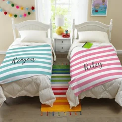 Striped Name Plush Blanket