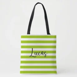 Striped Name Tote Bag