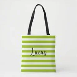 Striped Name Tote Bag