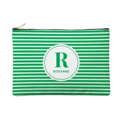 Striped Name Zipper Pouch