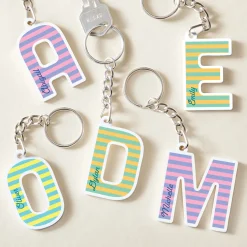 Stripe Initial And Name Acrylic Keychain