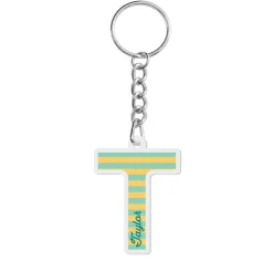 Stripe Initial And Name Acrylic Keychain