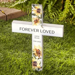 Sunflower Harmony Memorial Solar LED Cross