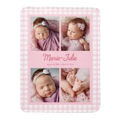 Sweet Baby Multi-Photo Gingham Plush Blanket