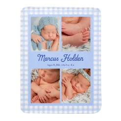 Sweet Baby Multi-Photo Gingham Plush Blanket