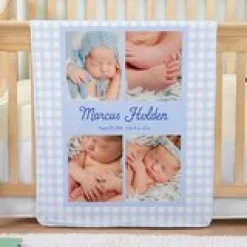 Sweet Baby Multi-Photo Gingham Plush Blanket