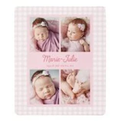 Sweet Baby Multi-Photo Gingham Plush Blanket