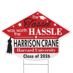 Tassel Was Worth The Hassle Graduation Cap Yard Sign