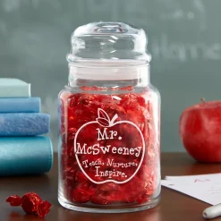 Teacher Apple Glass Treat Jar