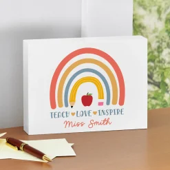 Teacher Rainbow Wood Block