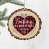 Teacher Rustic Wood Round Ornament