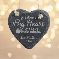 Teachers Shape Minds Heart Slate Ornament