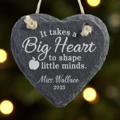 Teachers Shape Minds Heart Slate Ornament