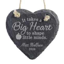 Teachers Shape Minds Heart Slate Ornament