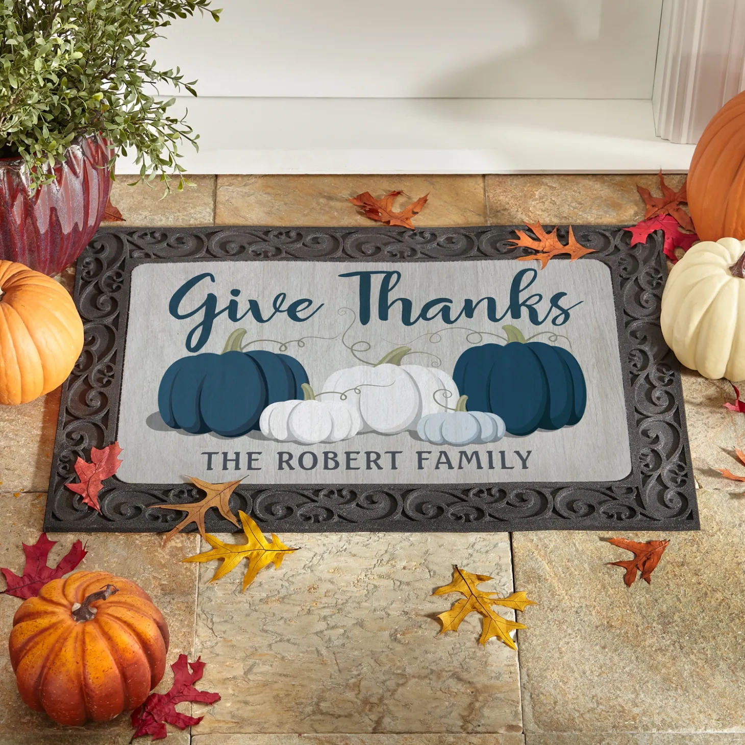 Thankful Pumpkins Doormat