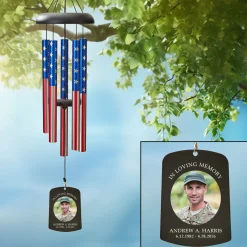 Thank You For Your Service Photo Memorial Wind Chime