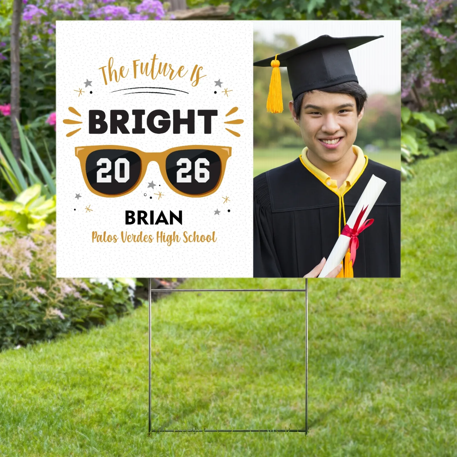 The Future is Bright Graduation Photo Yard Sign