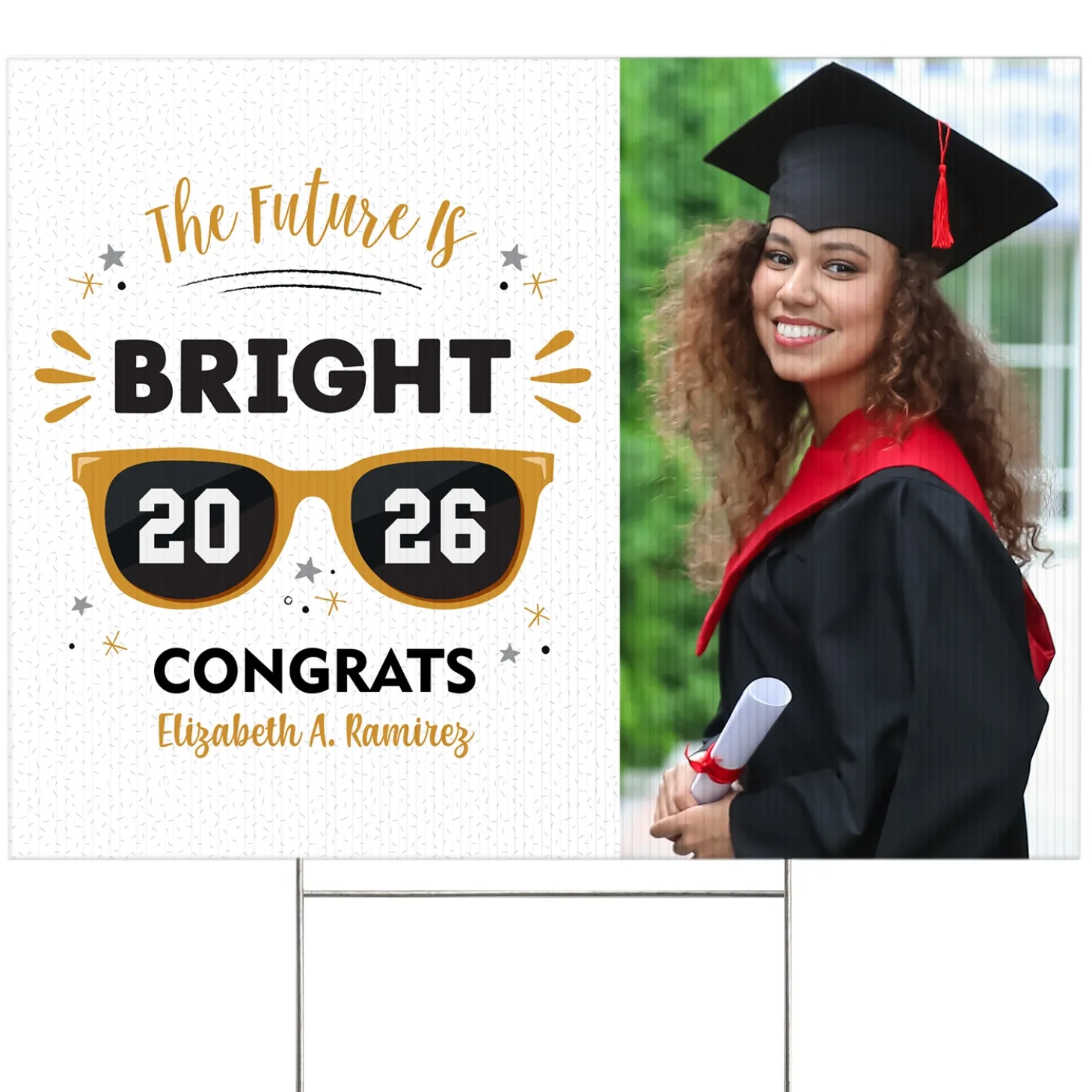 The Future is Bright Graduation Photo Yard Sign