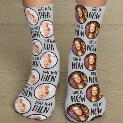 Then and Now Birthday Photo Socks