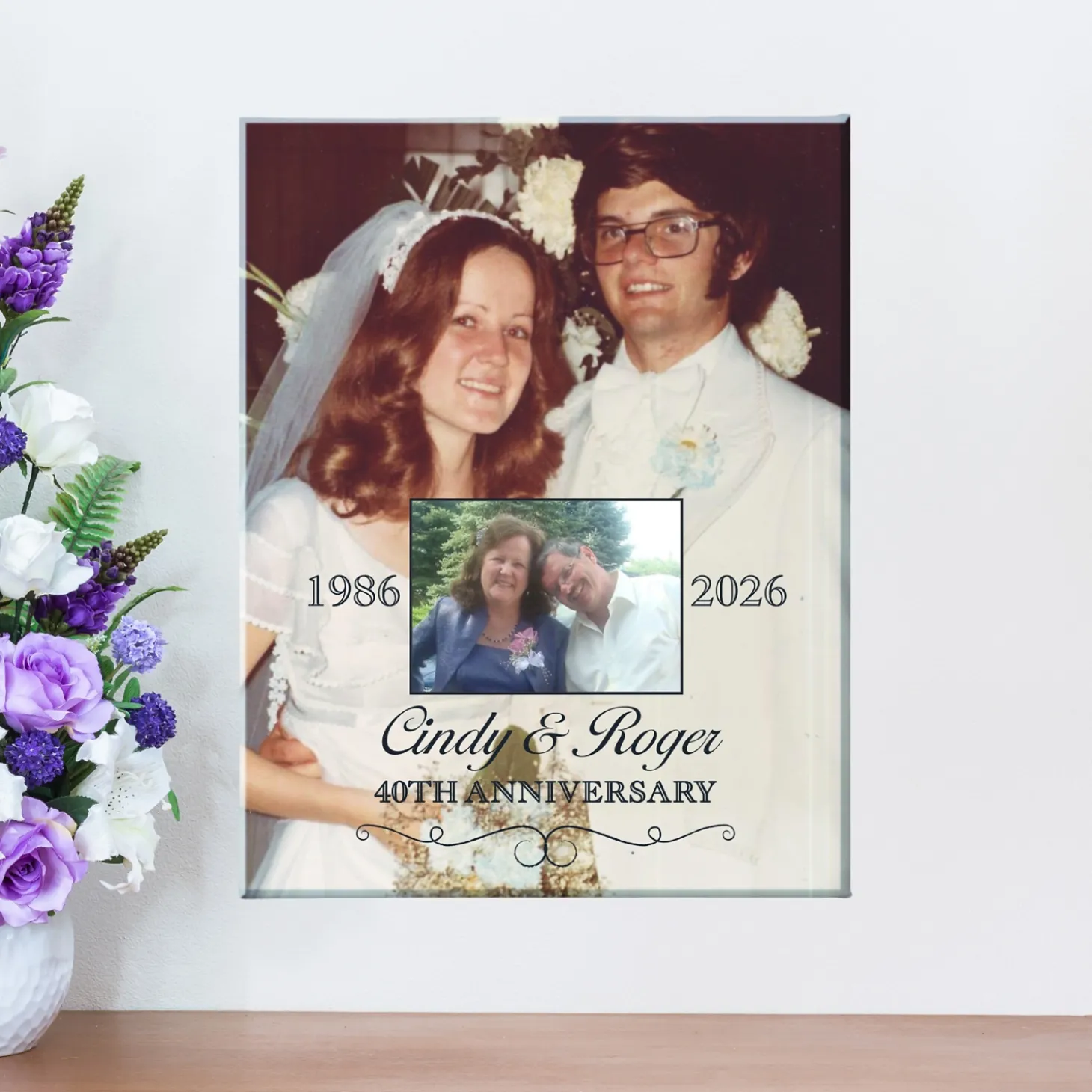 Then & Now Photo Anniversary Canvas
