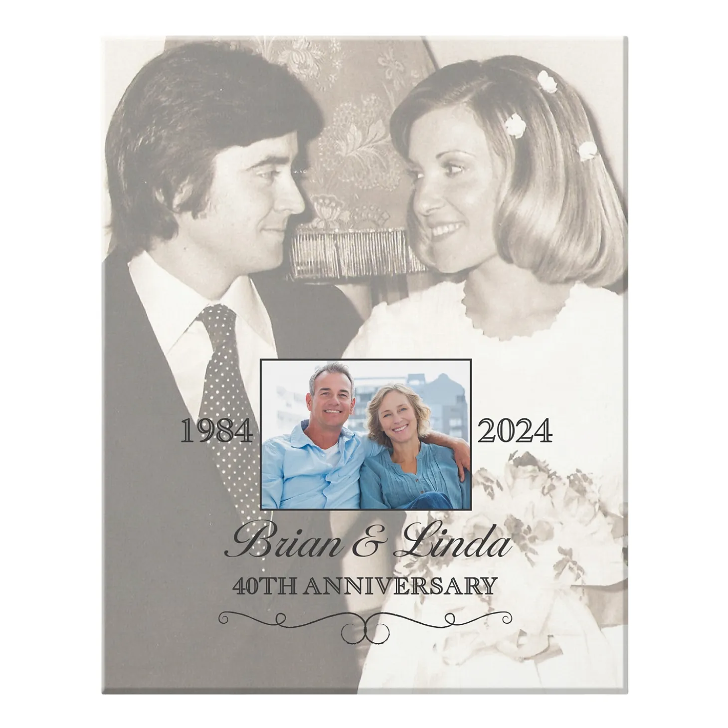 Then & Now Photo Anniversary Canvas